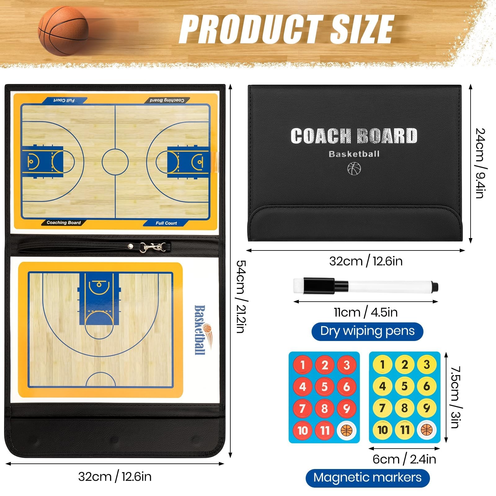 Foldable Basketball Coaching Board – Magnetic Tactics Clipboard & Dry Erase Mark