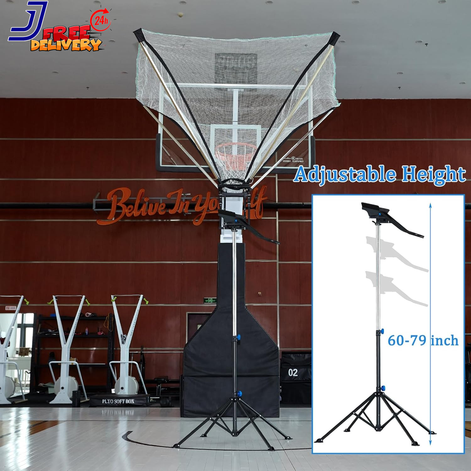 Basketball Rebounder with Rotating Track Basketball Shot Trainer Rebounder with