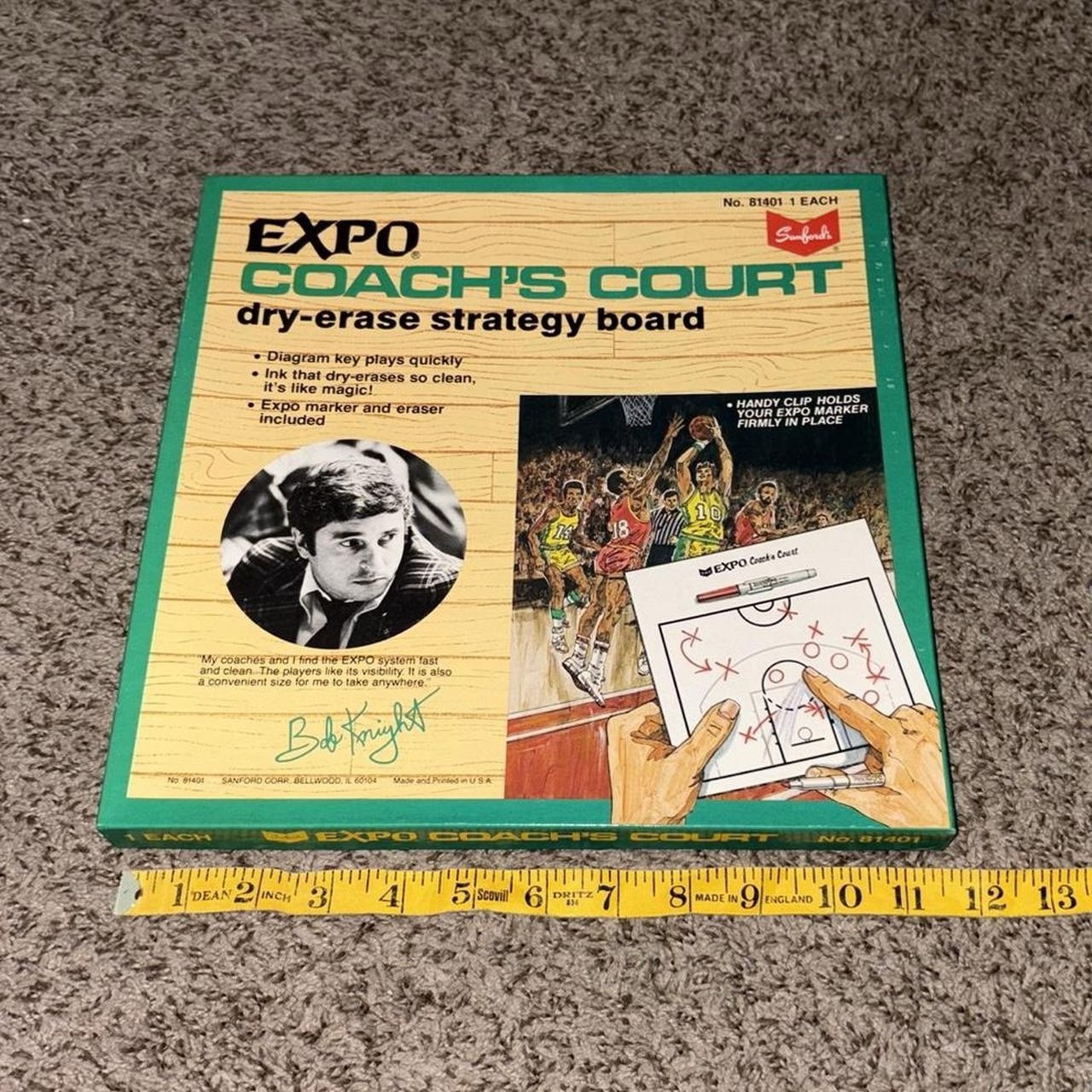 1990s NWT Bobby Knight basketball dry-erase strategy board (board,marker,eraser)
