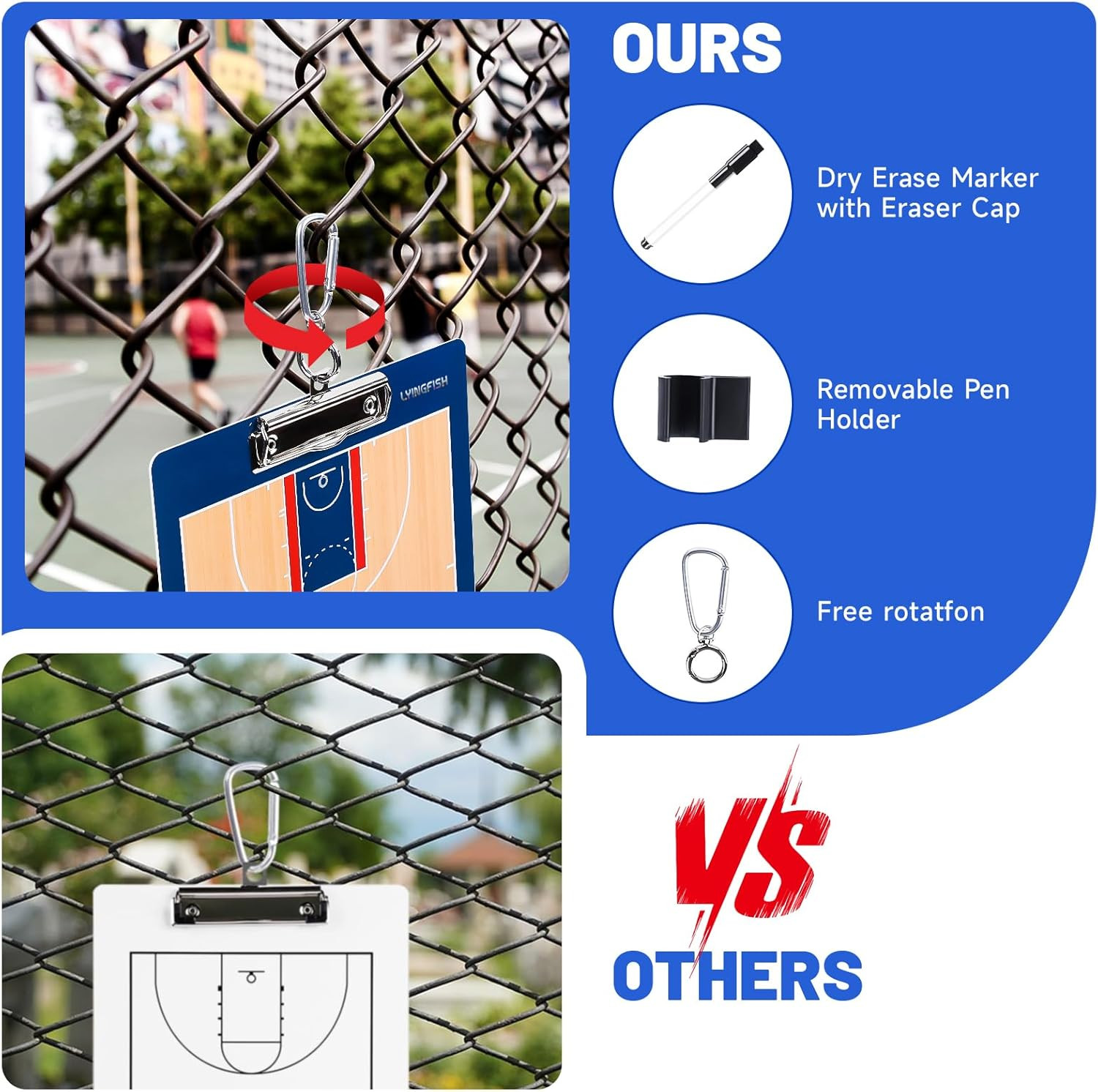 Basketball Dry Erase Coaches Clipboard，Waterproof Basketball Clipboard for Coach