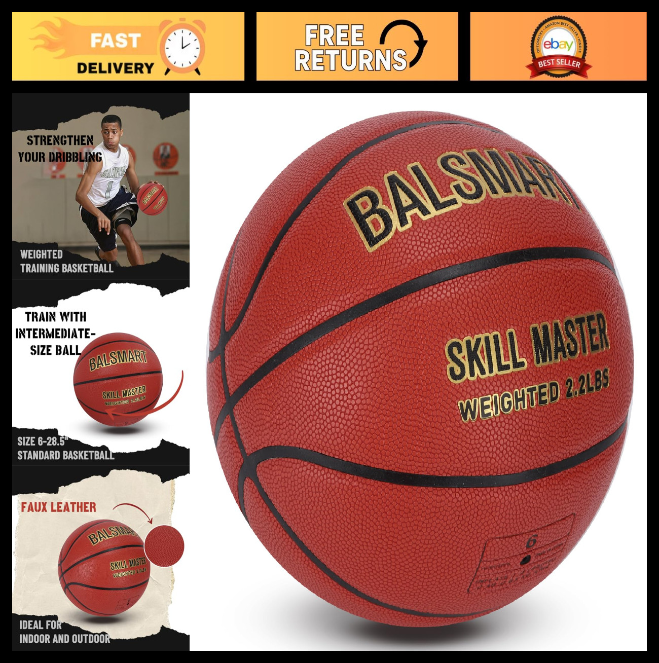 Weighted Basketball 3 LBS/2.2 LBS for Training – Improve Ball Handling & Rebound