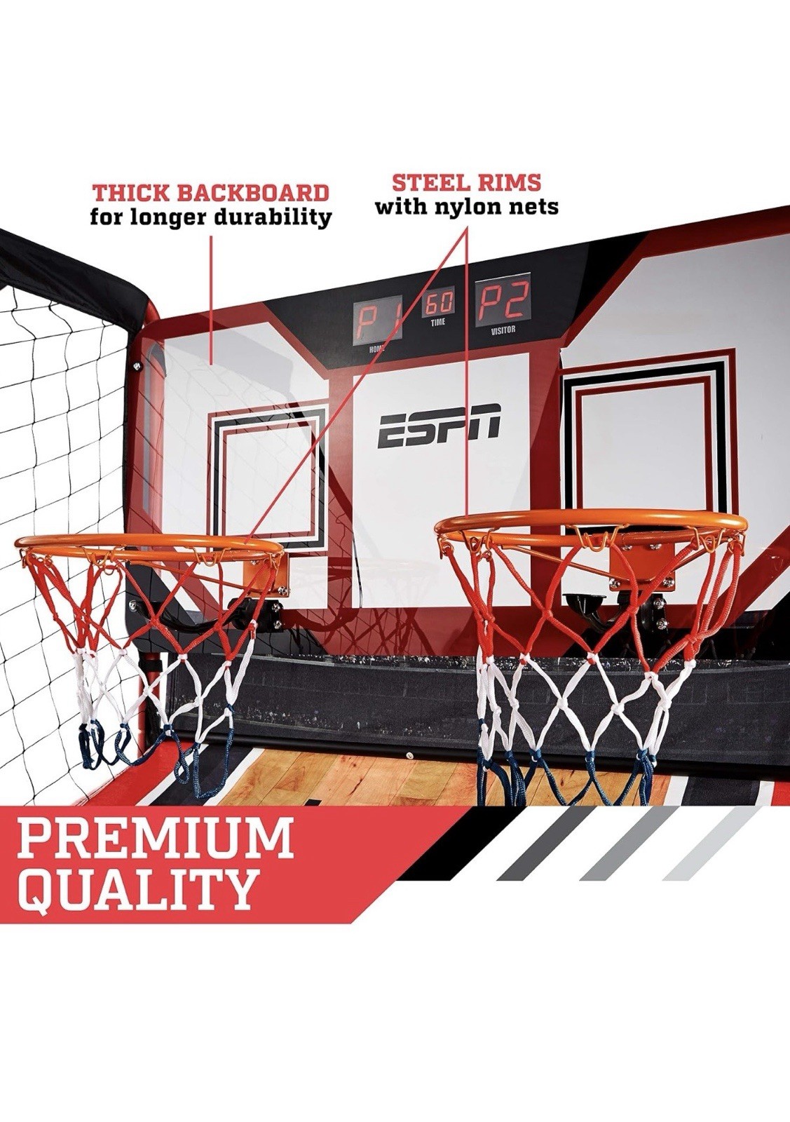 ESPN EZ Fold 2 Player Arcade Basketball Game LED Electronic Scoring NEW Sealed