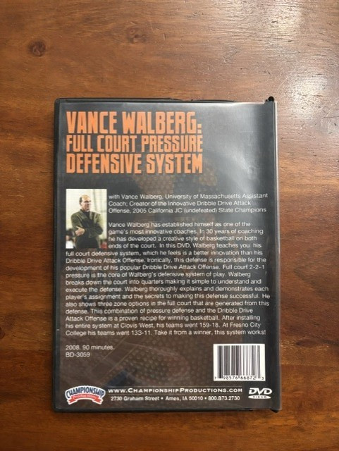 Vance Walberg Full Court Pressure Defensive System Basketball Coaching DVD