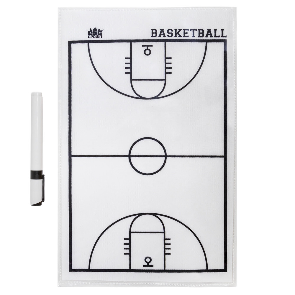 Basketball White Dry-Erase Roll-up Strategy Clipboard Sheet with Marker