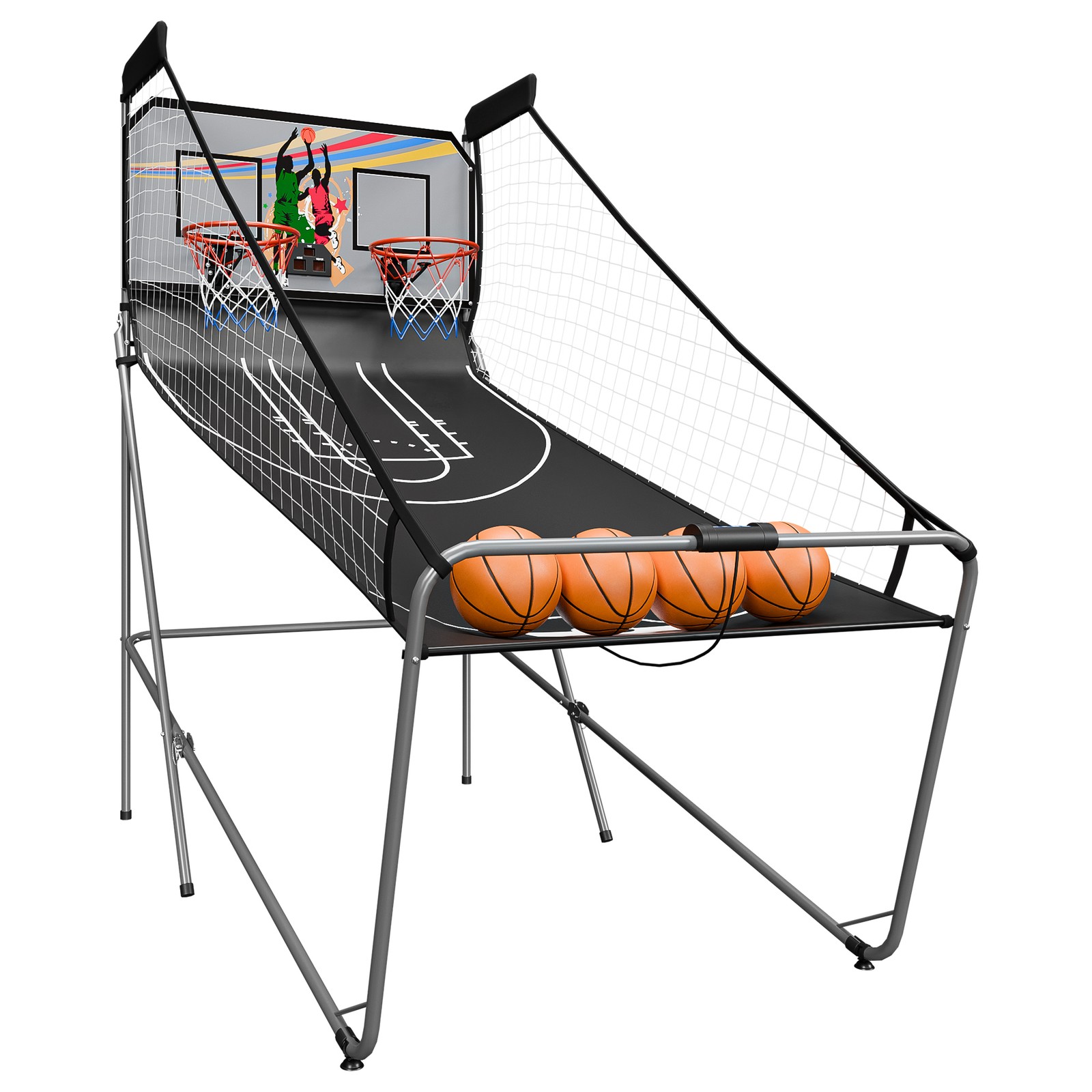 Foldable Electronic Basketball Arcade Game Double Shot 2 Player for Youth Black