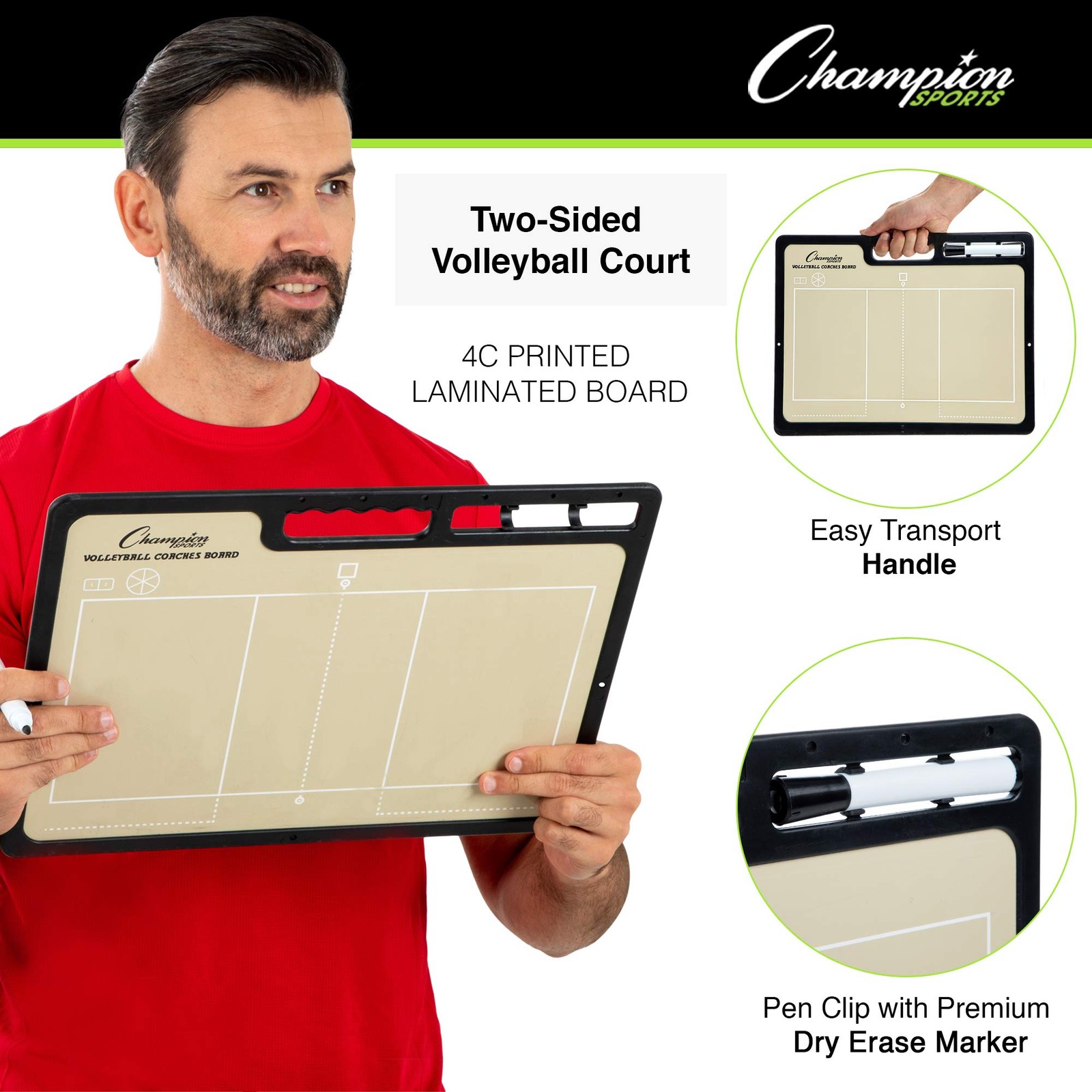 Xl Volleyball Coaches Dry Erase Board Portable Double Sided Game Planner