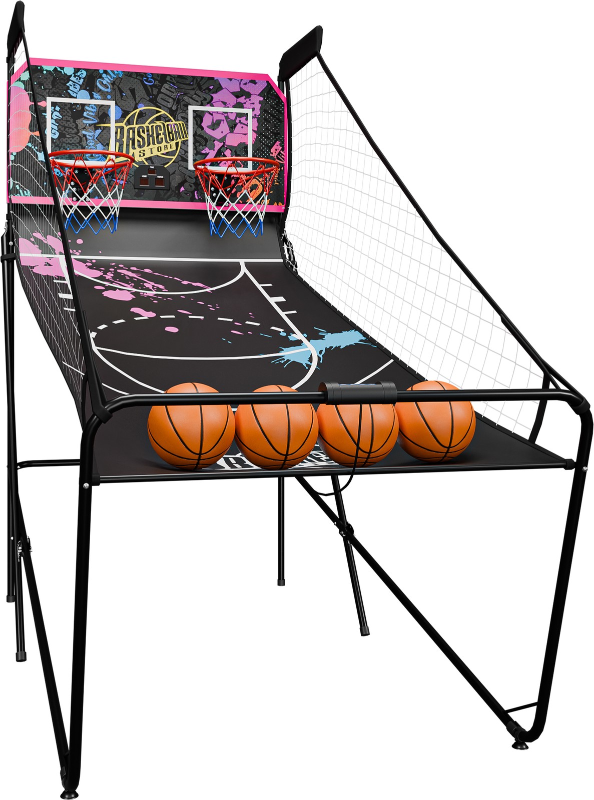 Foldable Electronic Dual Basketball Arcade Game with LED Scoring System Purple
