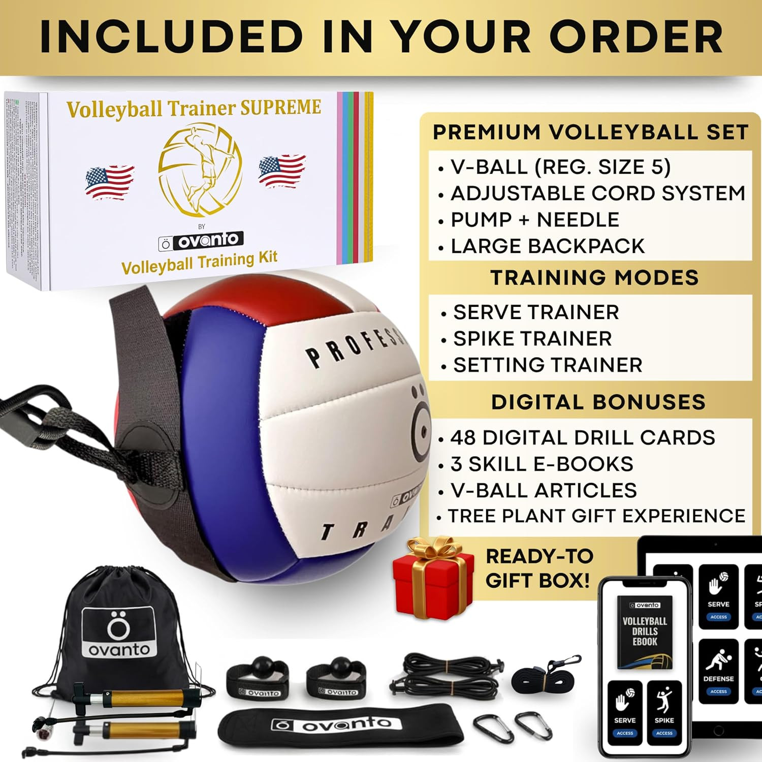 Volleyball Training Equipment Aid – Adjustable Practice Volleyball Kit