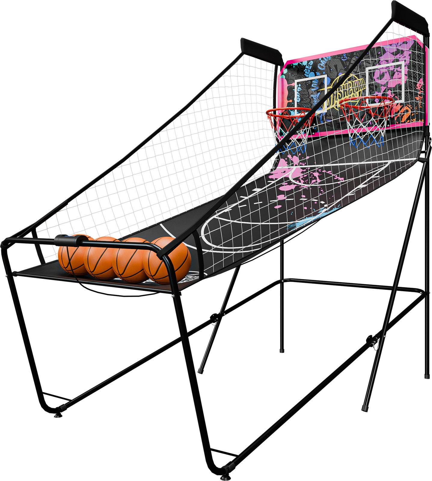 Foldable Electronic Dual Basketball Arcade Game with LED Scoring System Purple