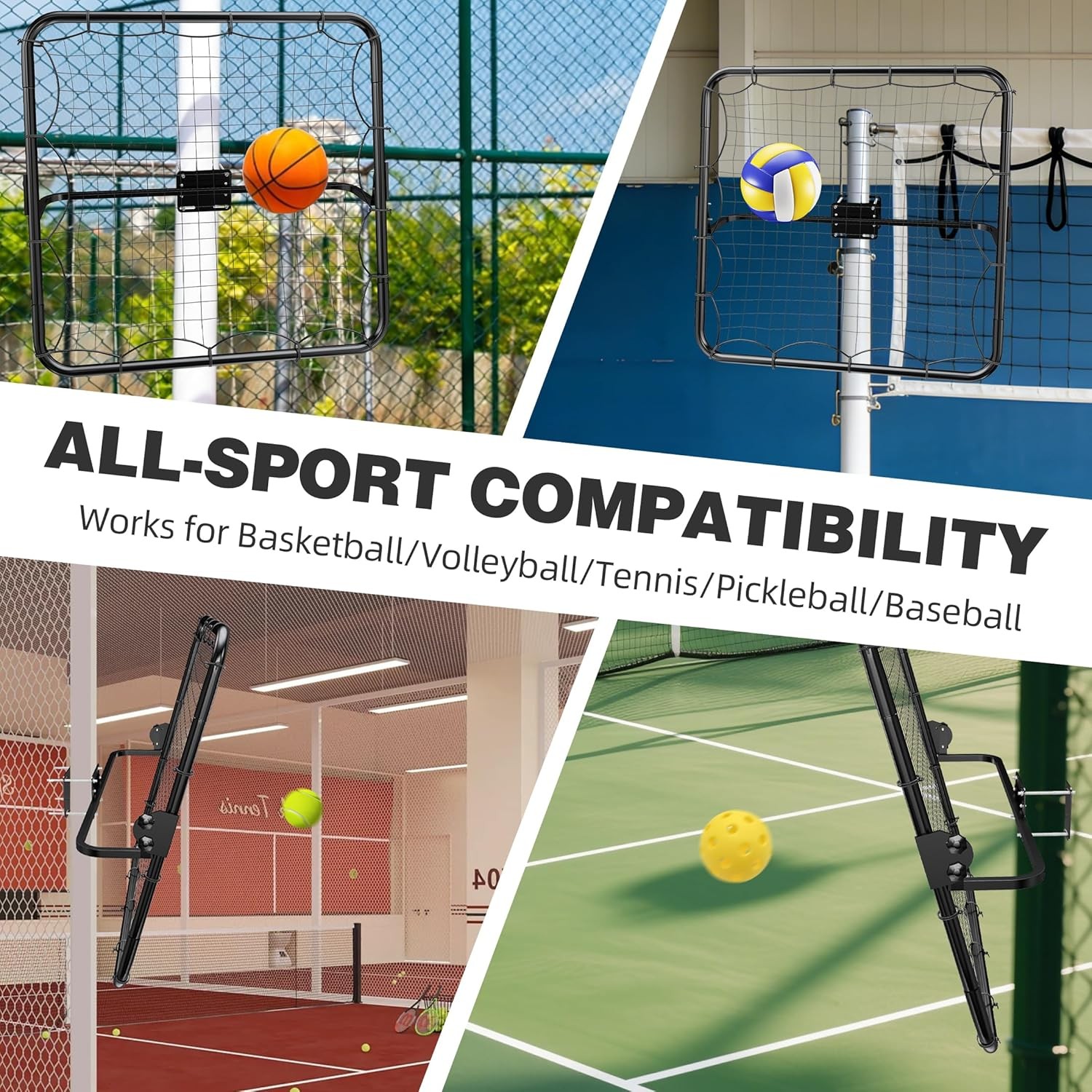 Training Aids Black Basketball Rebounder 40”x40” Adjustable Passback Net Multi