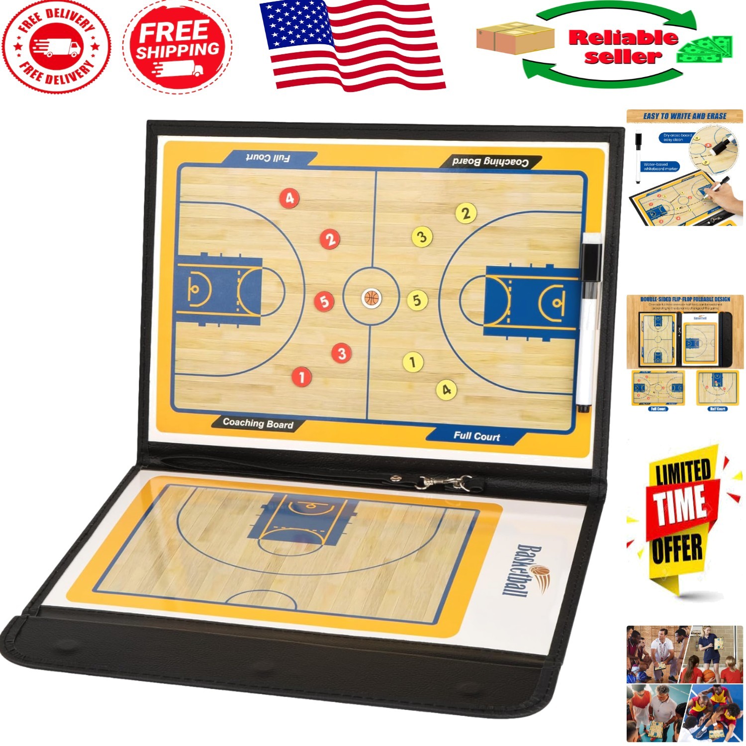 Professional Basketball Coaching Board Kit – Tactical Magnetic Dry Erase Board