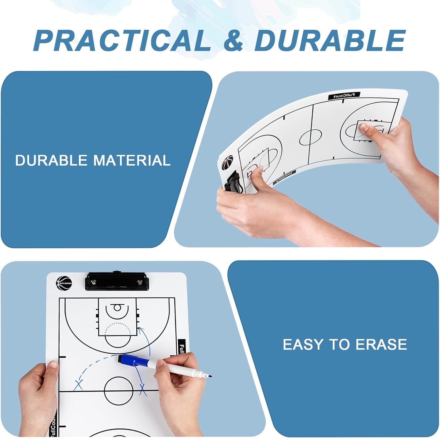 Basketball Coaching Board, 2025 Version Double-Sided Basketball Coach Clipboard,