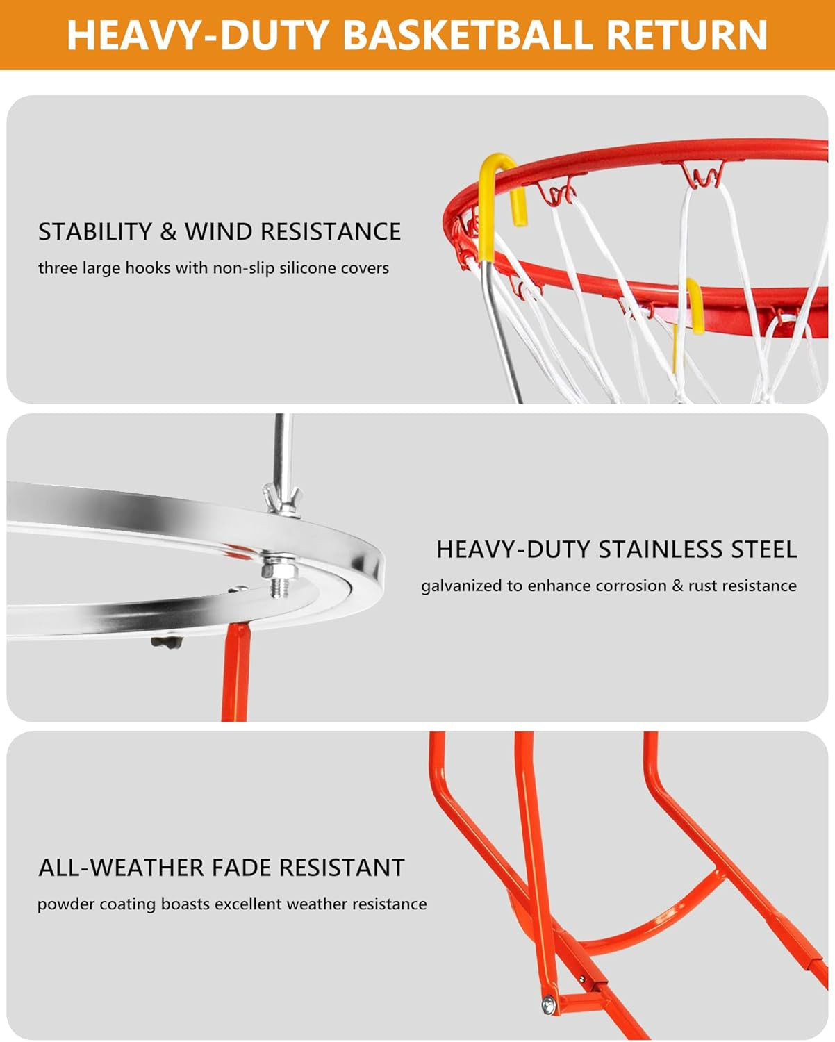 Upgraded Basketball Shot Trainer Rebounder, Heavy Duty Basketball Return Attachm
