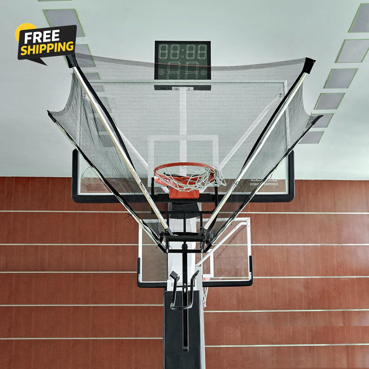 Basketball Shot Trainer with 180° Rotating Return Chute, Basketball Rebounder