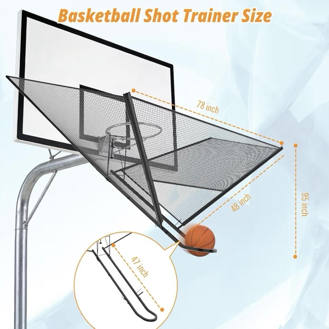 Upgraded Basketball Shot Trainer Return System fits 18″ Rim Outdoor Steel Frame