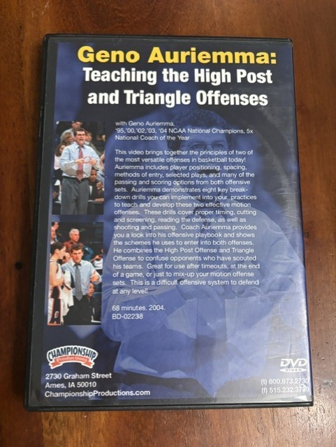 Geno Auriemma Teaching the High Post & Triangle Offenses Basketball Coaching DVD