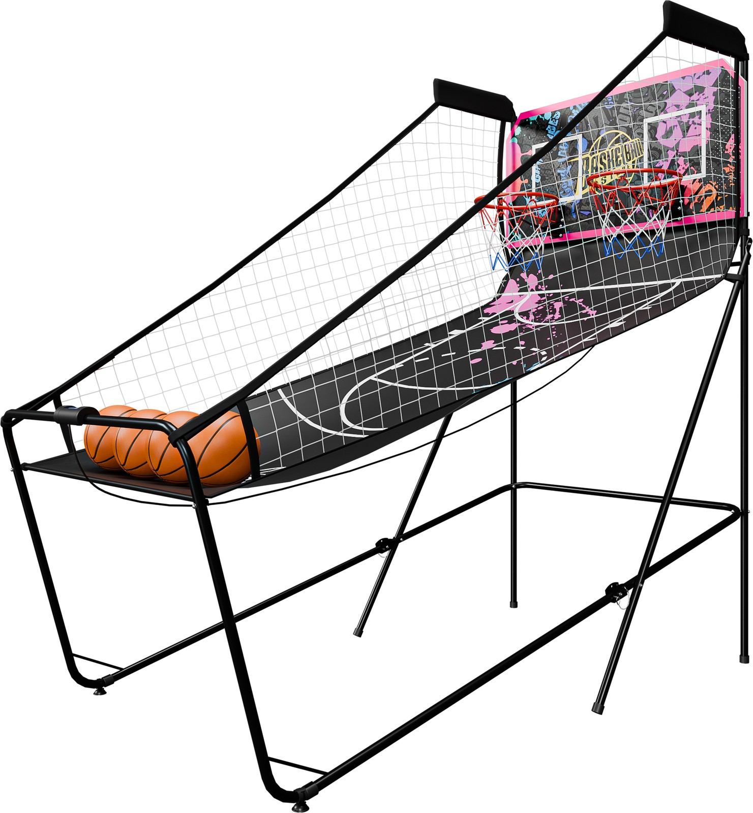 Foldable Electronic Dual Basketball Arcade Game with LED Scoring System Purple
