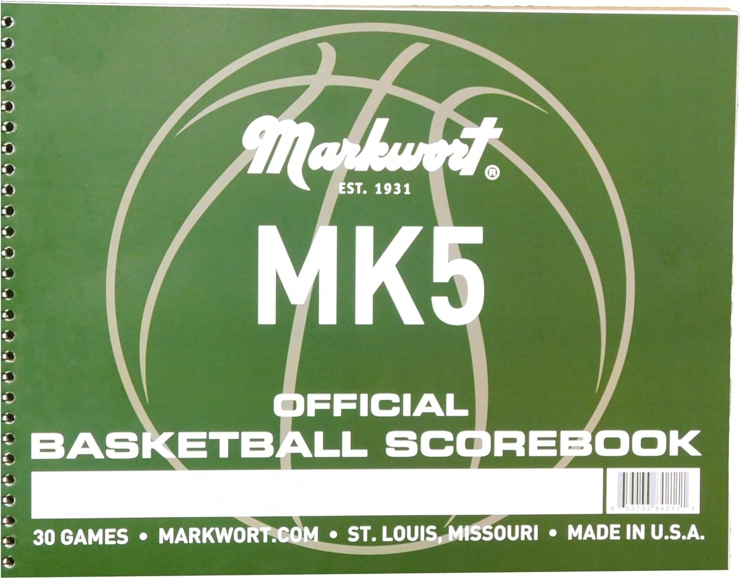 Durable 30-Game Basketball Scorebook in Green – Essential for Team Stats