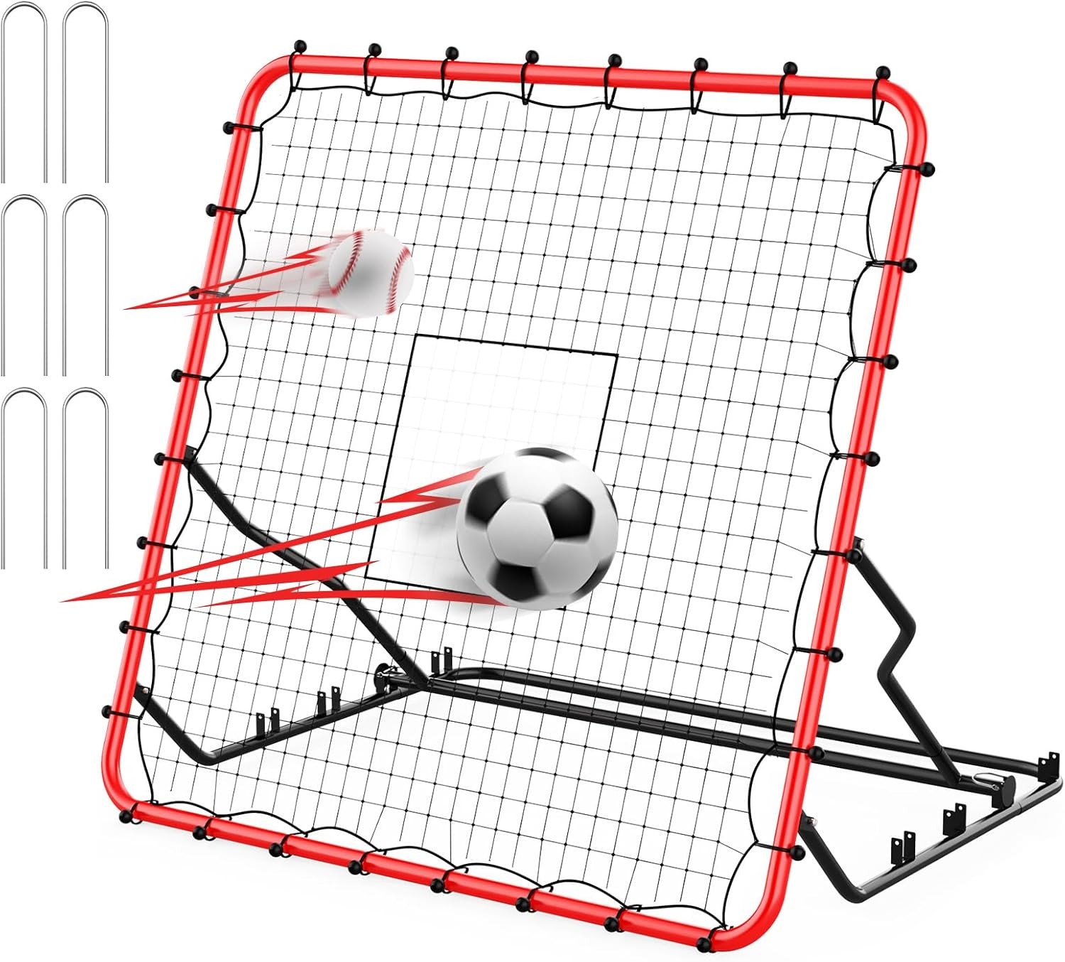 Baseball Rebounder, 4×4.5ft Football Rebounder, 4 Adjustable Angles,