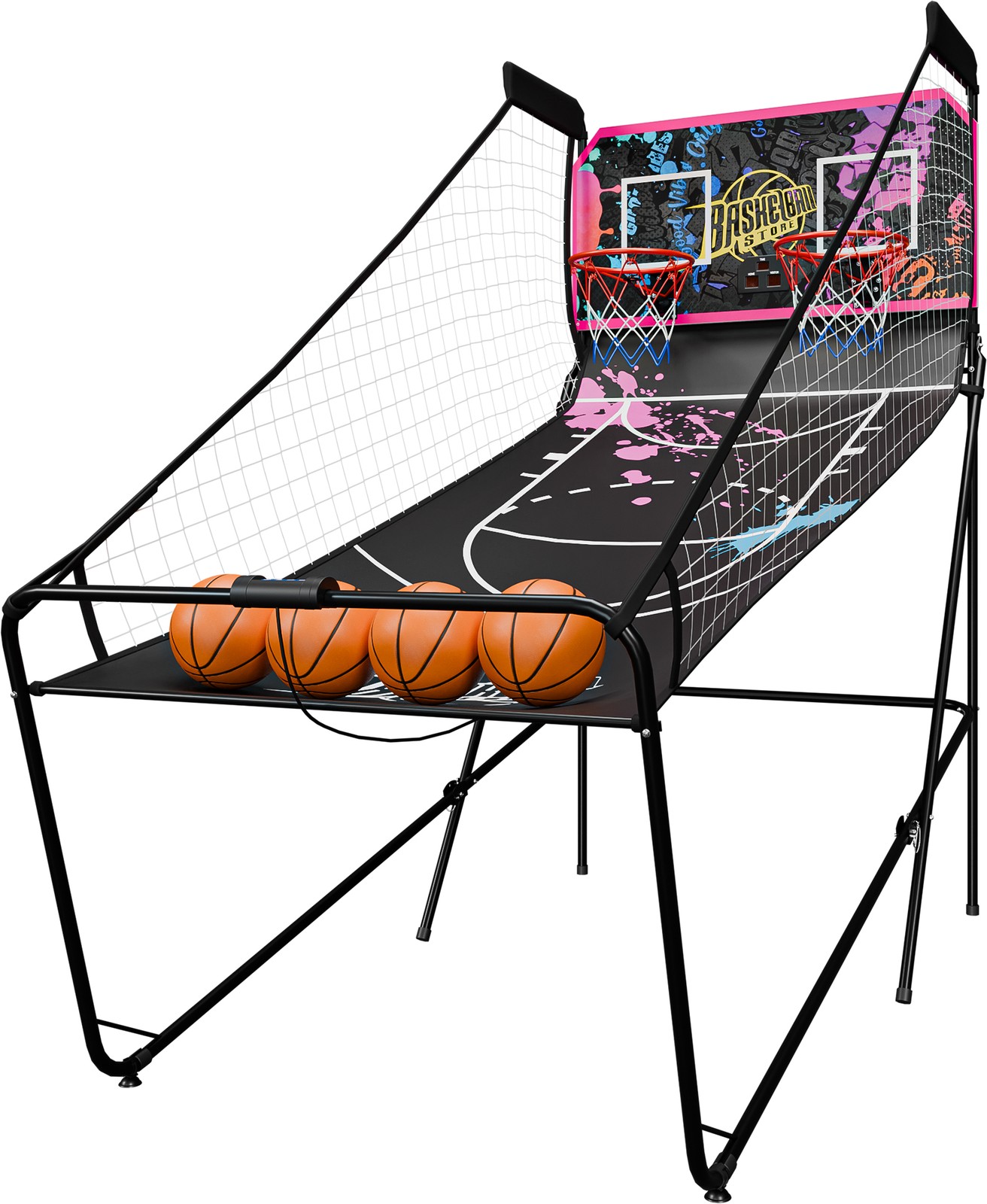 Foldable Electronic Dual Basketball Arcade Game with LED Scoring System Purple