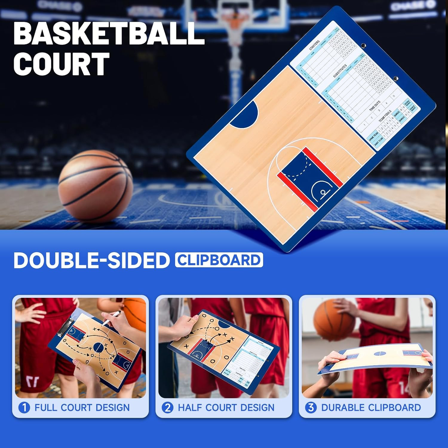 Basketball Dry Erase Coaches Clipboard，Waterproof Basketball Clipboard for Coach