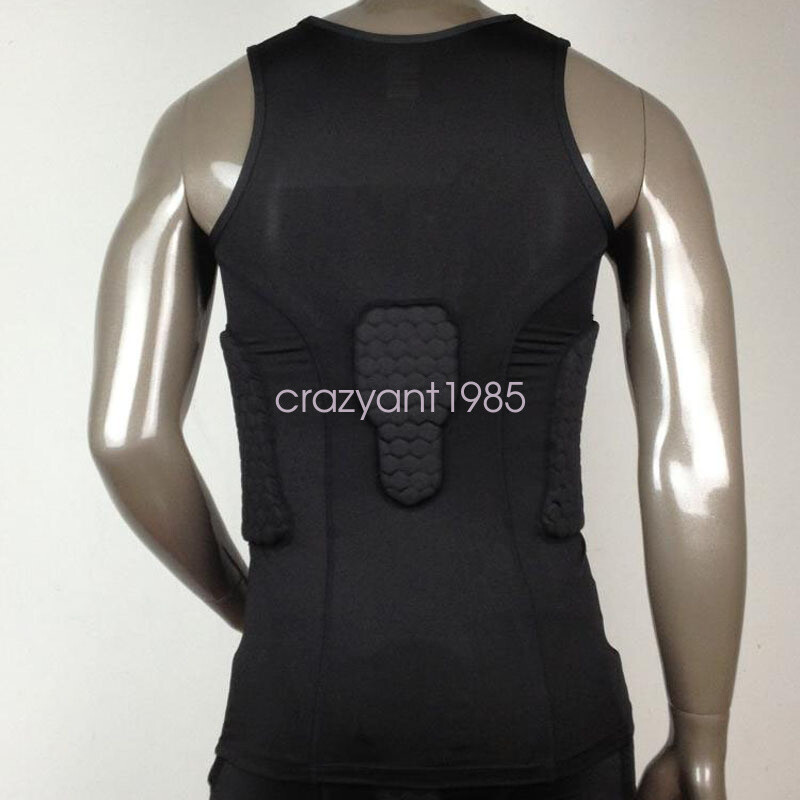 Men Sports Jersey Compression Padded Protective Shirt Basketball Train Vest Top