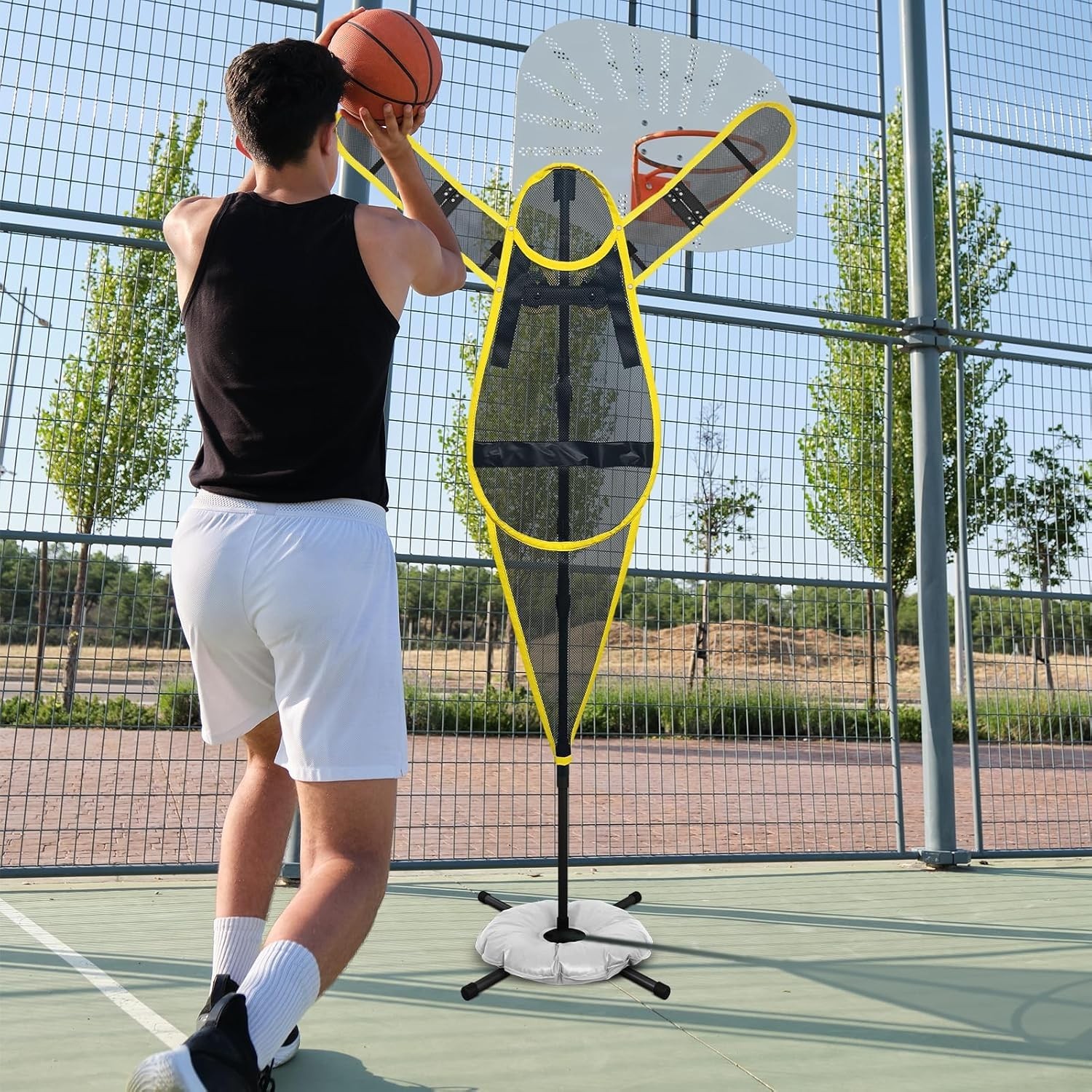 Basketball Defense Dummy Adjustable Arm Portable Training Aid Indoor Outdoor