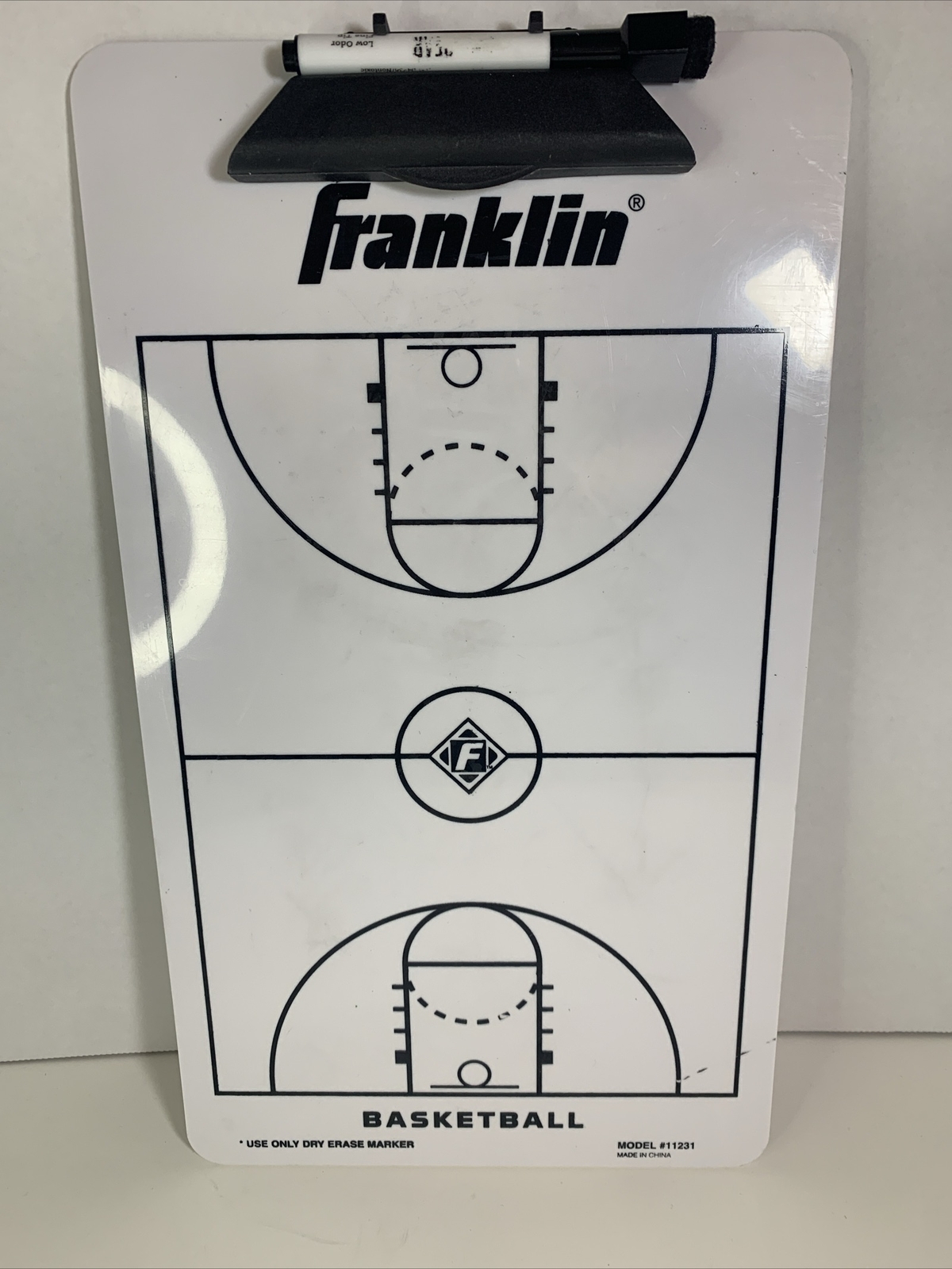 Franklin Basketball Coach Dry Erase 15.75″ x 9″ Clipboard, model #11231, used