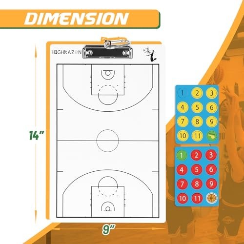 Magnetic Basketball Coach Clipboard – Double-Sided Dry Erase Board with Markers