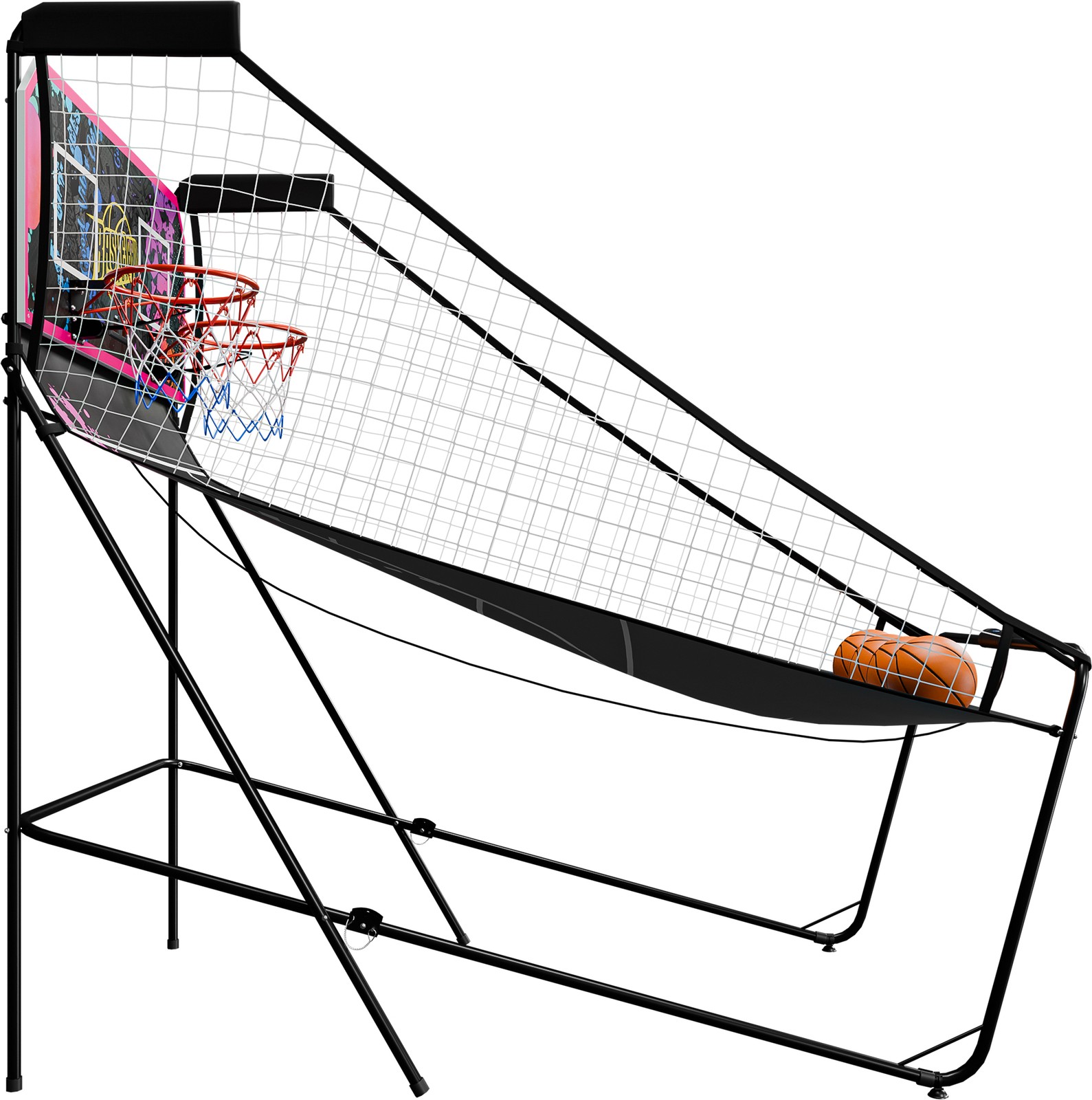 Foldable Electronic Dual Basketball Arcade Game with LED Scoring System Purple