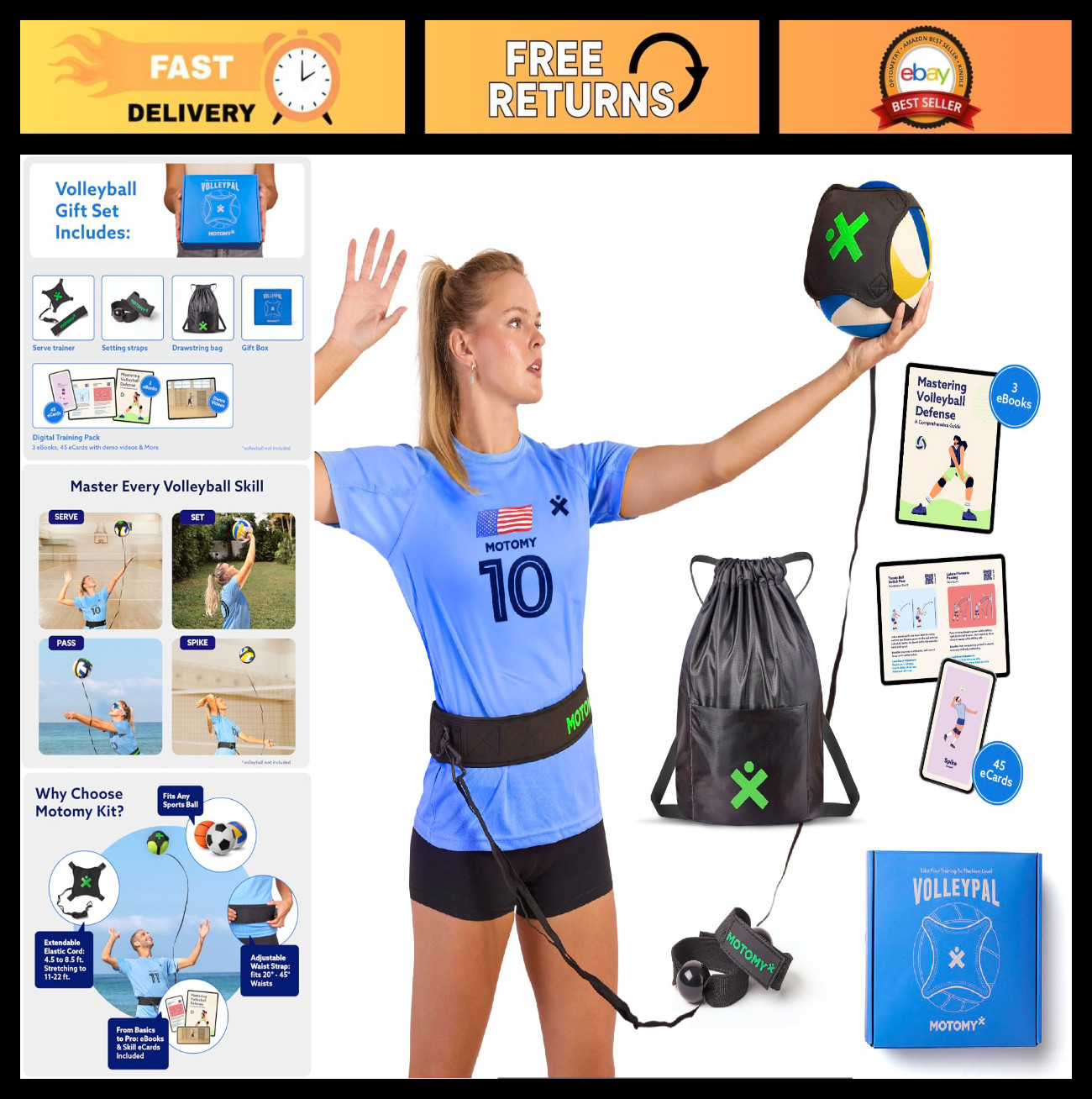 Volleyball Training Rebounder Aid – Solo Trainer for Serve, Spike, Set & Pass –