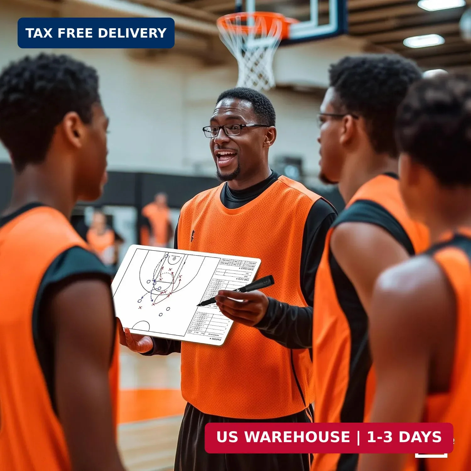 Basketball Dry Erase Coaching Clipboard 15×9 Double Sided Game Board | Wipes Cle