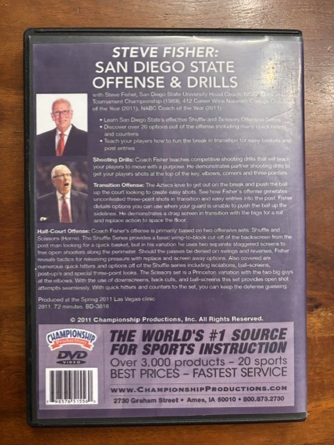 Steve Fisher San Diego State Offense & Drills Basketball Coaching DVD