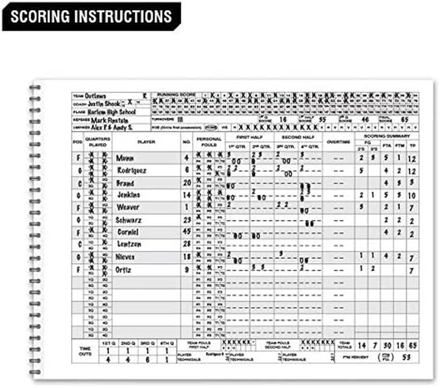 Basketball Score Book (White)