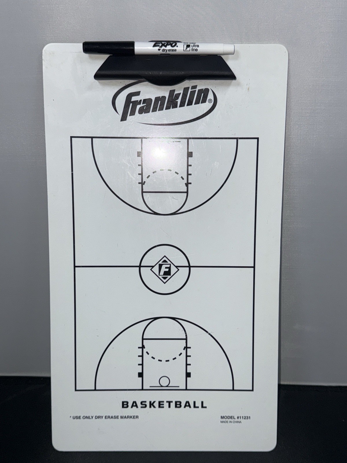 Franklin Basketball Coach Dry Erase 15.75″ x 9″ Clipboard, model #11231, used