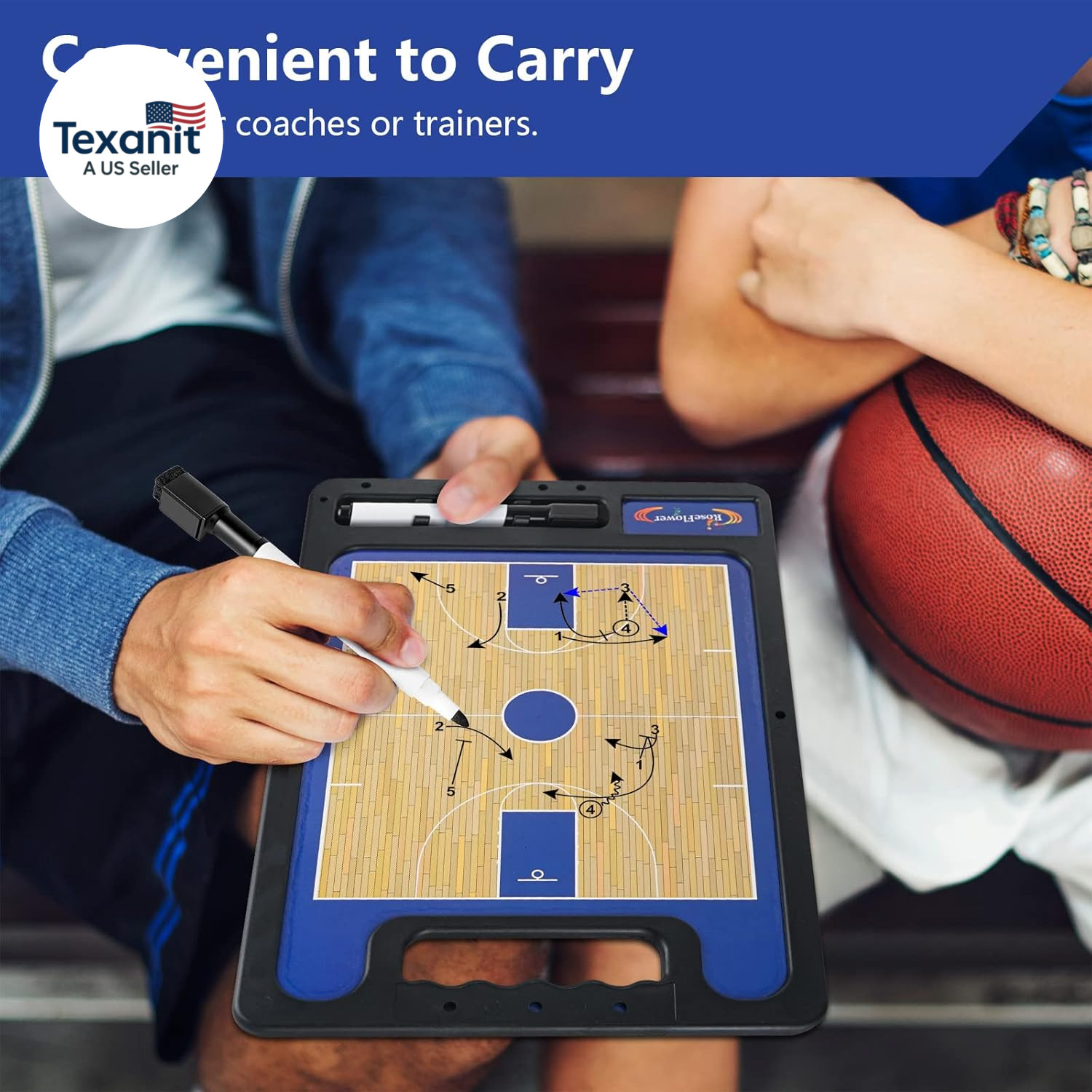 Basketball Coaching Tactical Board, Portable Magnetic Basketball Coach Clipboard