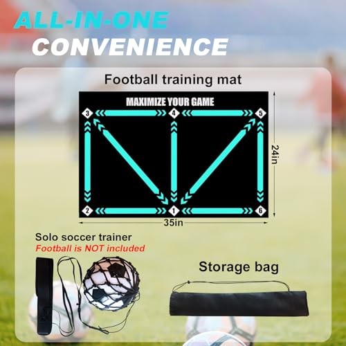 Football Footstep Training Mat, Soccer Training Mat 35 * 24IN, Black-Blue