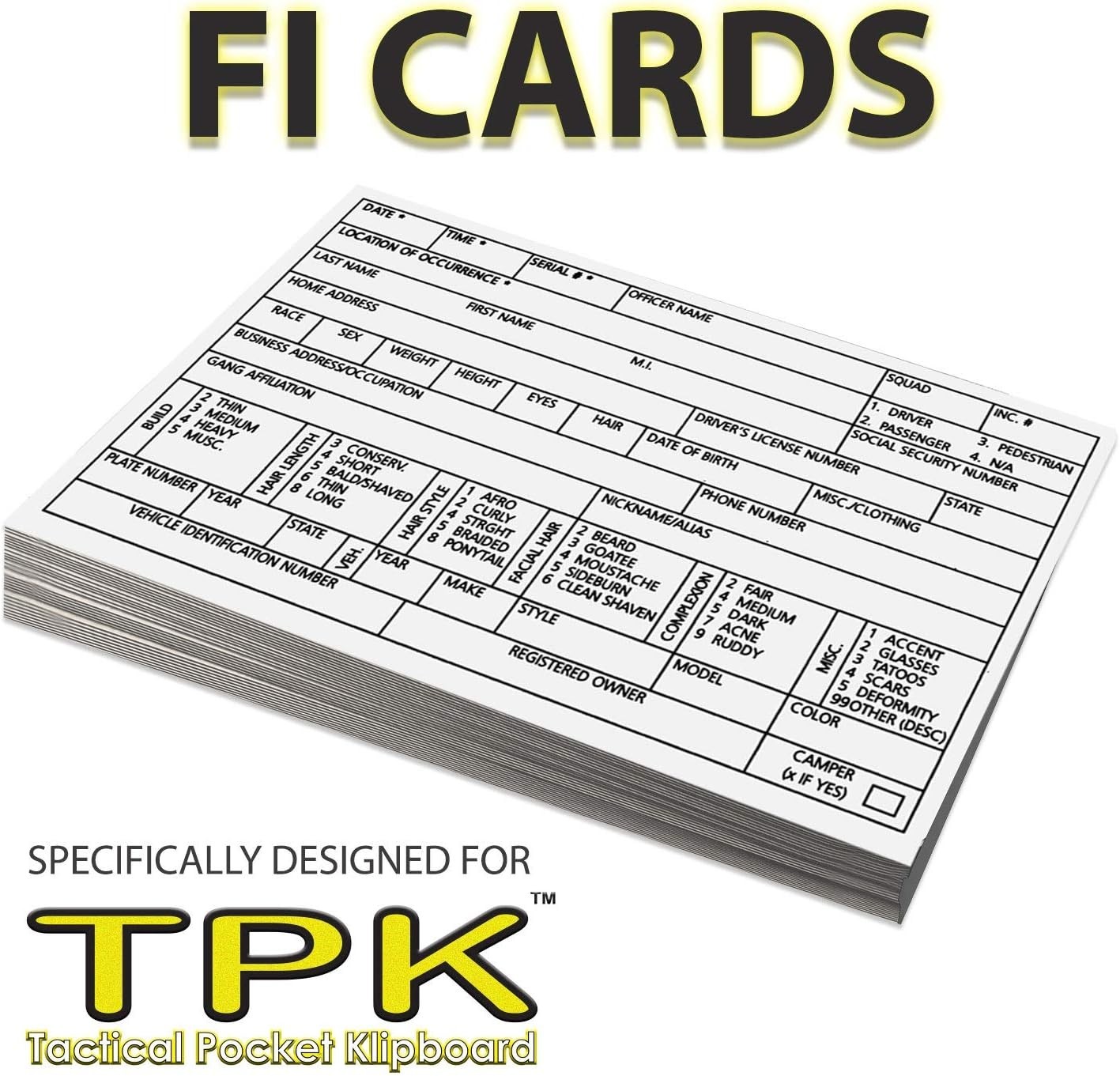 TPK Pocket Clipboard for 3×5 Index Cards – 100 Pack FI Cards