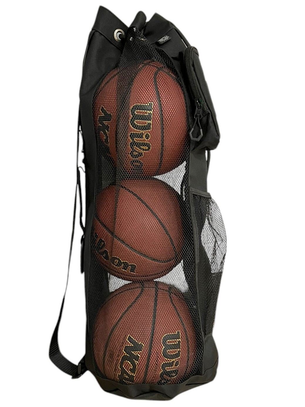HOTZ Basketball Bag Holds 3 Basketballs Zipper Pouch, Strap, Handle & Carabiner