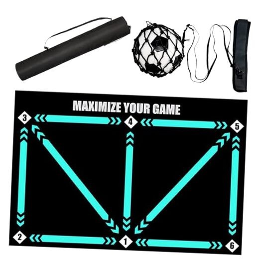 Football Footstep Training Mat, Soccer Training Mat 35 * 24IN, Black-Blue