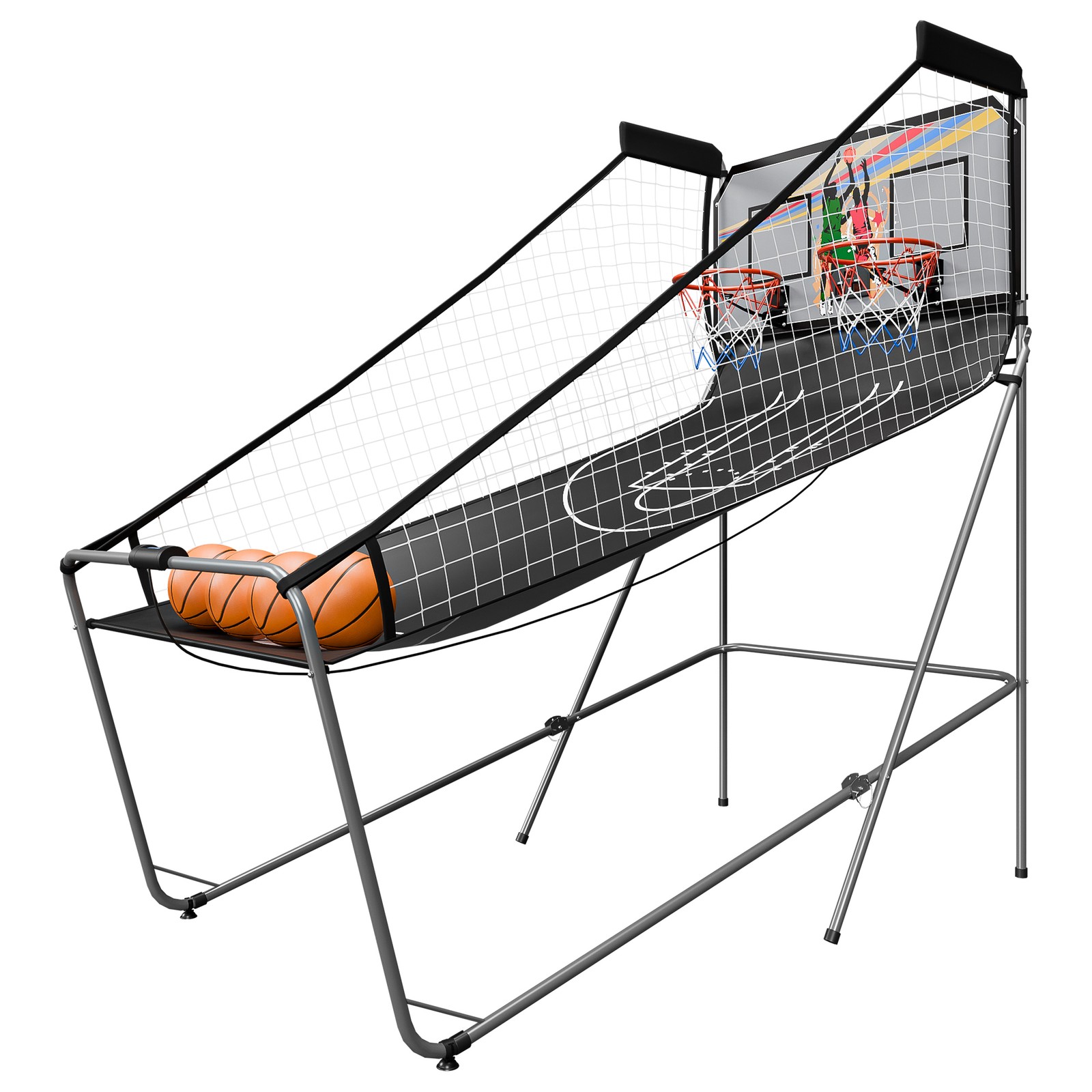 Foldable Electronic Basketball Arcade Game Double Shot 2 Player for Youth Black