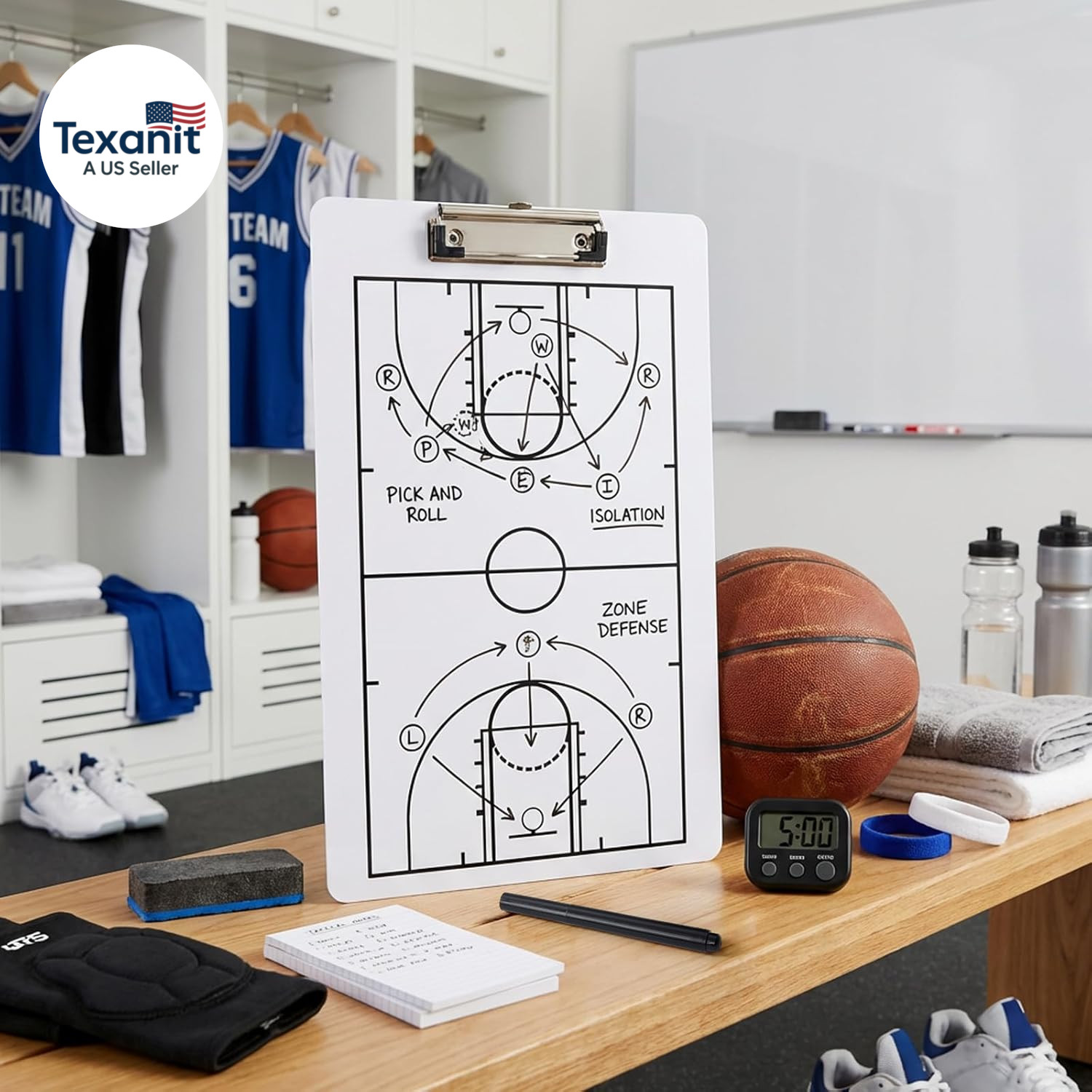 Double-Sided Dry Erase Basketball Coaching Board，2026 Version Portable Coach Cli