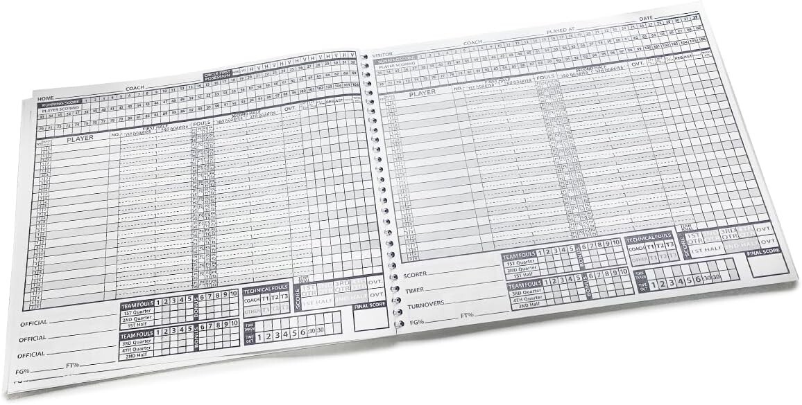 Durable 30-Game Basketball Scorebook in Green – Essential for Team Stats