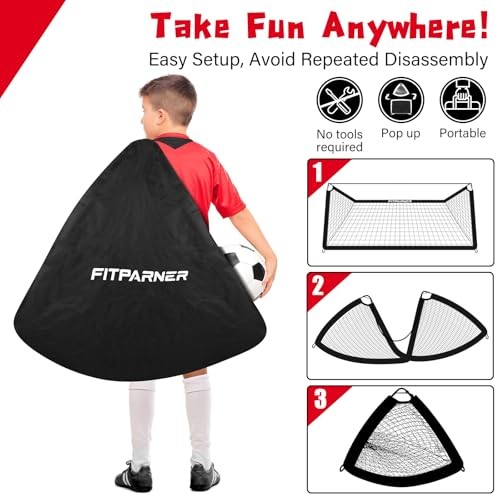 Soccer Goal,Backyard Soccer Goals for Kids 2 Pack,4×3/6×4 FT Black 4x3FT