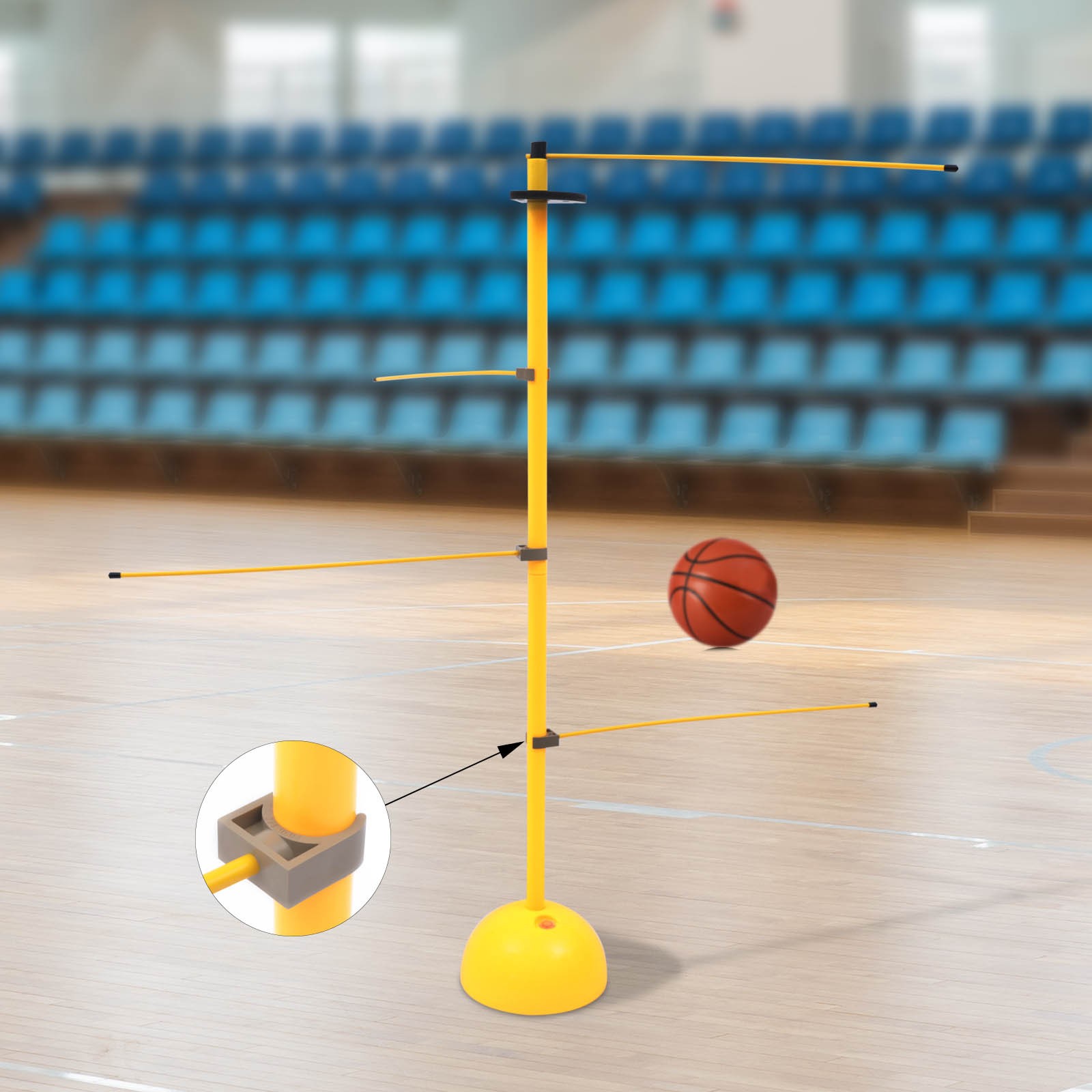 Adjustable Basketball Dribble Trainer Training Equipment 2 Thick Rods 4 Thin Rod